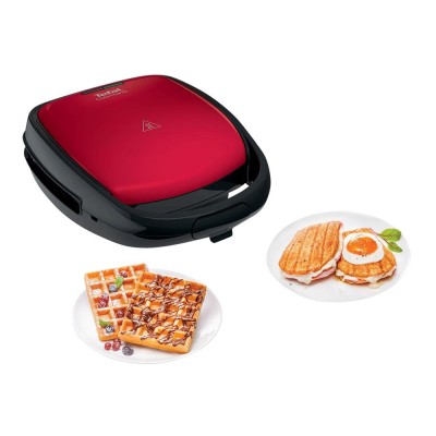 Croque-gaufre TEFAL SW341512 SNACK TIME COLORMANIA Noir, Rouge 700W