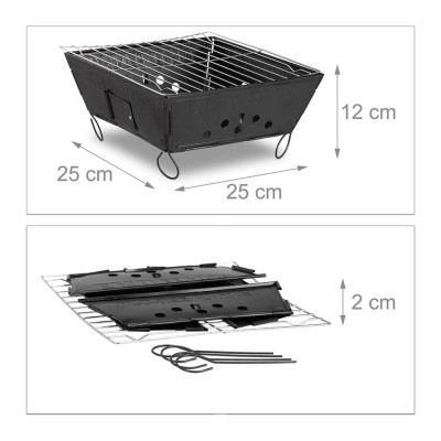 Barbecue au charbon d'extérieur Pliable RELAXDAYS 10023293 Noir