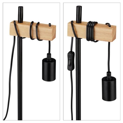 Lampe de table Industrielle Bois & Métal RELAXDAYS 10030535 Noir, Brun