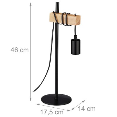 Lampe de table Industrielle Bois & Métal RELAXDAYS 10030535 Noir, Brun