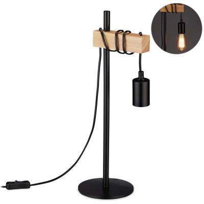 Lampe de table Industrielle Bois & Métal RELAXDAYS 10030535 Noir, Brun