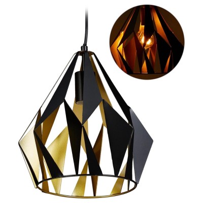 Lampe suspendue industrielle Diamant RELAXDAYS 10028401 Or, Noir
