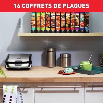 Croque-gaufre TEFAL SW853D12 SNACK COLLECTION Inox, Noir 750W