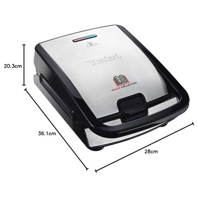 Croque-gaufre TEFAL SW853D12 SNACK COLLECTION Inox, Noir 750W