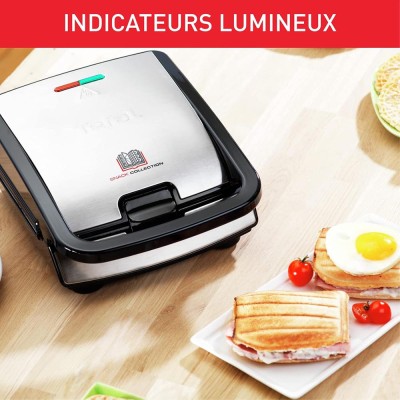 Croque-gaufre TEFAL SW853D12 SNACK COLLECTION Inox, Noir 750W