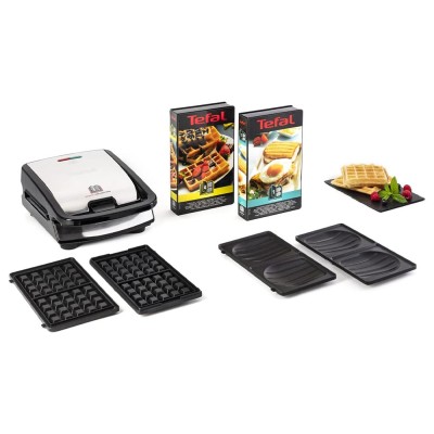 Croque-gaufre TEFAL SW853D12 SNACK COLLECTION Inox, Noir 750W