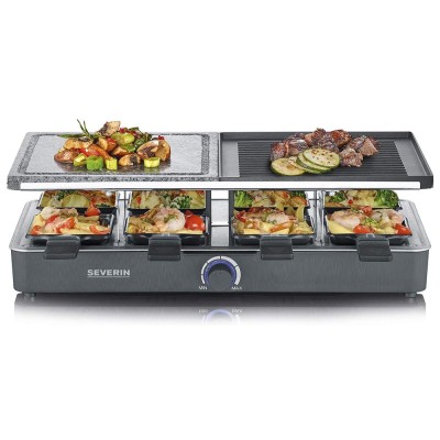 Raclette Grill 8 coupelles + Pierre de Cuisson SEVERIN RG2376 Noir 1400W