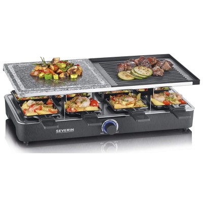 Raclette Grill 8 coupelles + Pierre de Cuisson SEVERIN RG2376 Noir 1400W