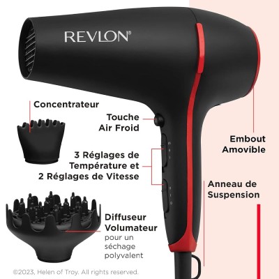 Sèche-cheveux REVLON RVDR5317E SMOOTHSTAY COCONUT Noir, Rouge 2000W