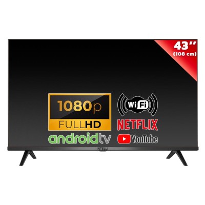 Smart TV 43" (108cm) Full HD 1080p LED Android 12 INTELLI LED-4382 Sans bords Noir