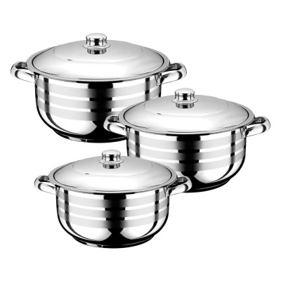 Lot de 3 Marmites Inox Moyennes JUNIOR Ø 18/20/22 cm ROYAL R645 Tous feux