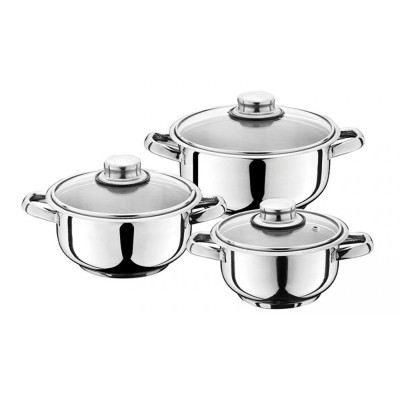 Lot de 3 Marmites Inox Basses Ø 14/16/18 cm MANHEIM R163 Tous feux