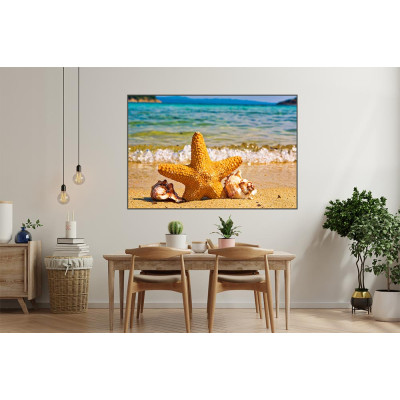 Tableau Étoile de Mer Coquillages 90X60CM TAB-PEM04